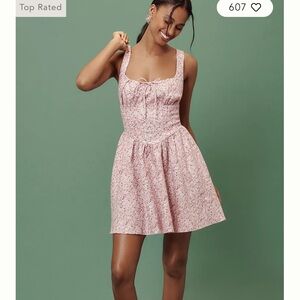 NWOT Reformation Pink Daria Linen Floral Mini Dress